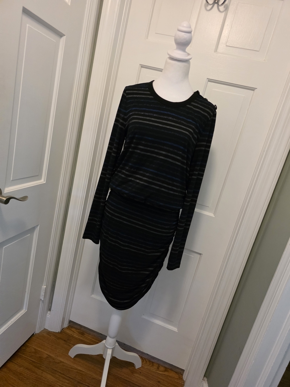 WHBM White House Black Market Women’s Stripe Lurex Knit Dress Size Medium